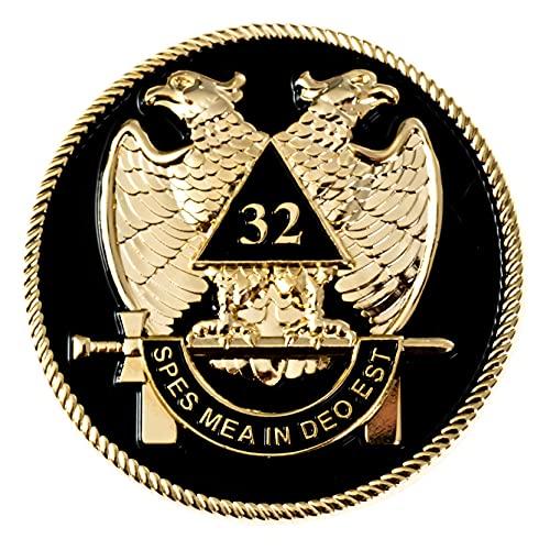 【並行輸入品】32nd Degree Scottish Rite Round Masonic Auto Emblem   [Black \u0026 G_1