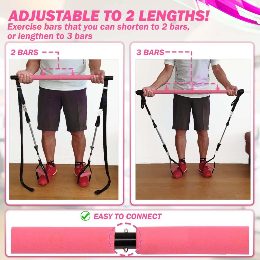 【並行輸入品】Limm ピラティスバーキット 6X抵抗バンド 3セクションピラティスバー 調節可能なバンド付き 脚 ヒップ ウエスト 腕 筋肉の_9