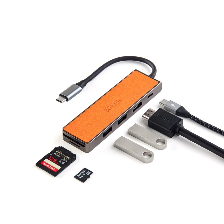 TGEEK スタイリッシュ PUレザー USB Cハブ 6イン1 Type C マルチポートアダプター 4K HDMI (@30H 並行輸入品｜import-tabaido｜04