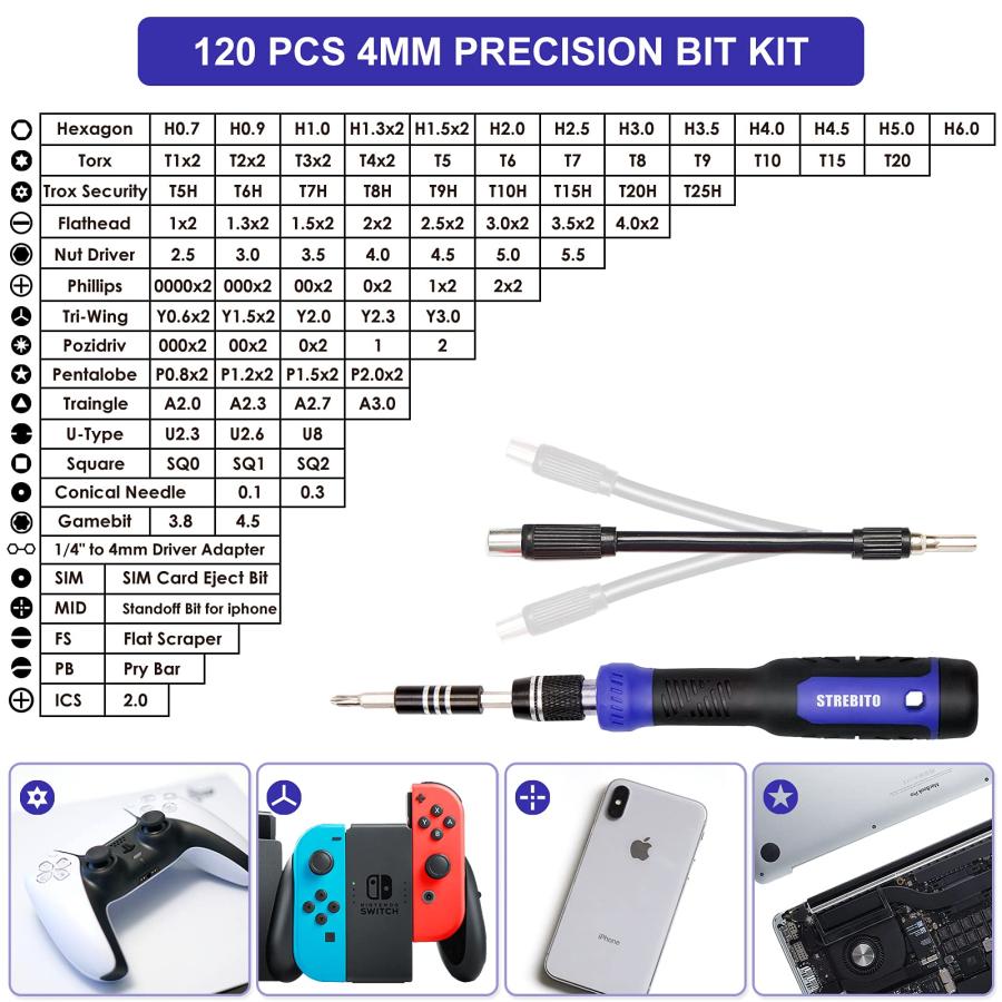 【並行輸入品】STREBITO 精密ドライバーセット 191ピース マルチビットドライバー 1/4インチ ナットドライバー ホーム改善ツール 電_6