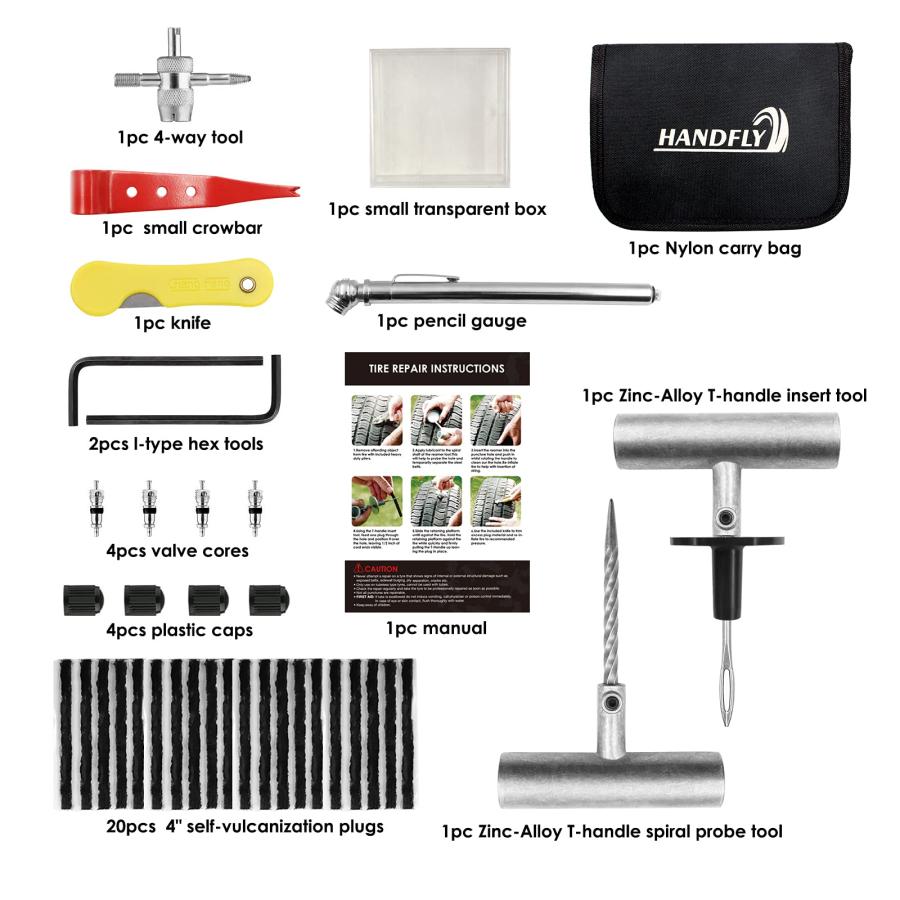 【並行輸入品】Tire Repair Kit, Tire Patch Kit with Plugs to Fix Punctures and P_3