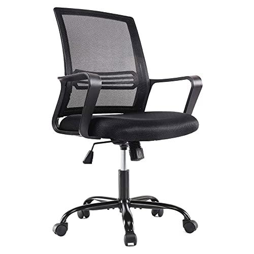 【並行輸入品】Smugdesk 人間工学的 ミッドバック 通気性メッシュ 回転デスクチェア 高さ調節可能 腰サポートアームレスト 自宅 オフィス_1