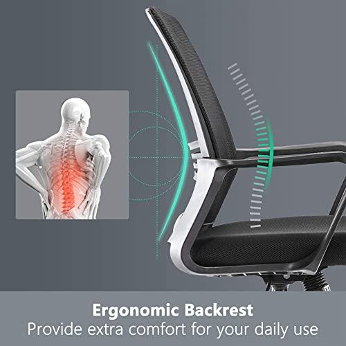 【並行輸入品】Smugdesk 人間工学的 ミッドバック 通気性メッシュ 回転デスクチェア 高さ調節可能 腰サポートアームレスト 自宅 オフィス_4