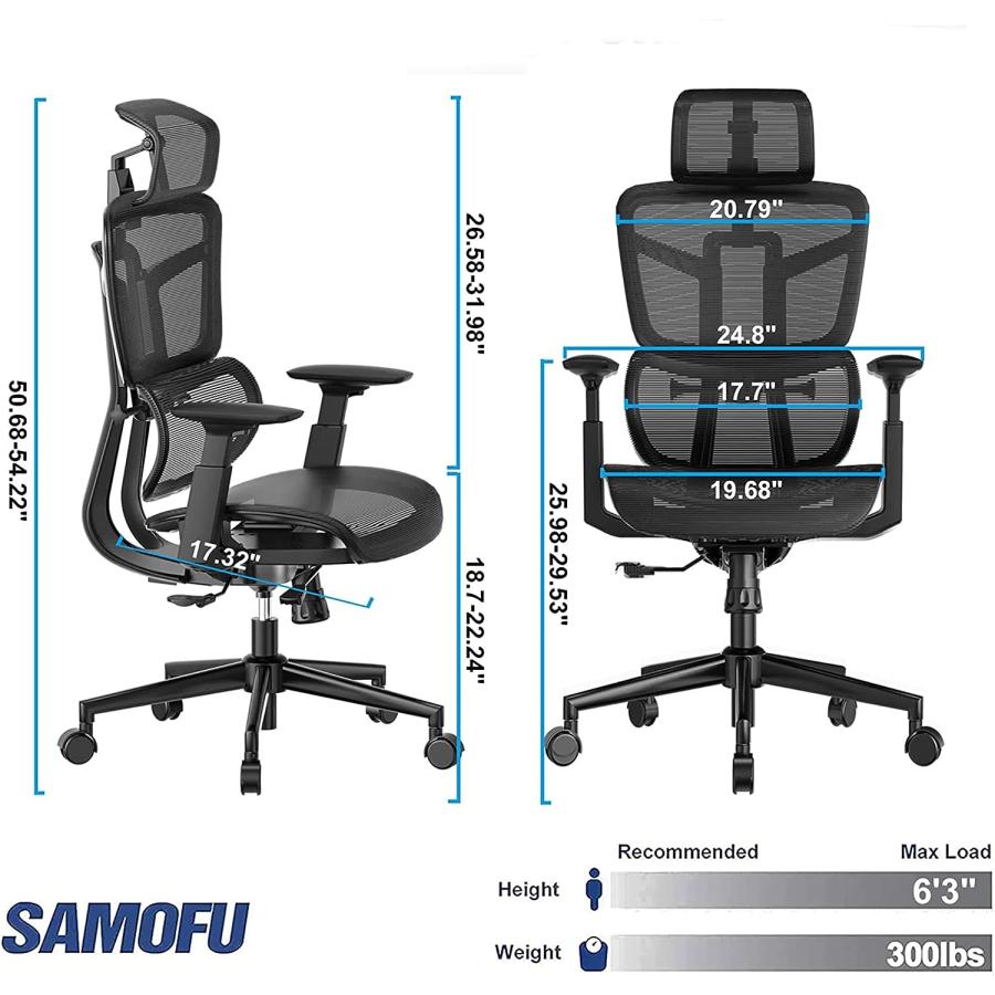 【並行輸入品】Ergonomic Office Chair  High Back Mesh Desk Chair with Liftable B 並行の画像