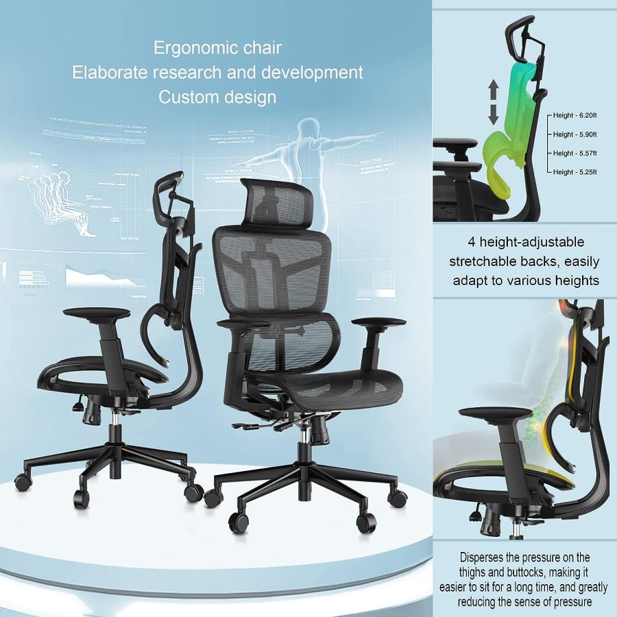 【並行輸入品】Ergonomic Office Chair  High Back Mesh Desk Chair with Liftable B 並行の画像