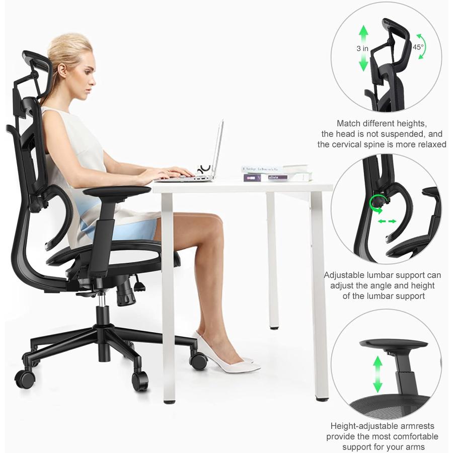 【並行輸入品】Ergonomic Office Chair  High Back Mesh Desk Chair with Liftable B 並行の画像