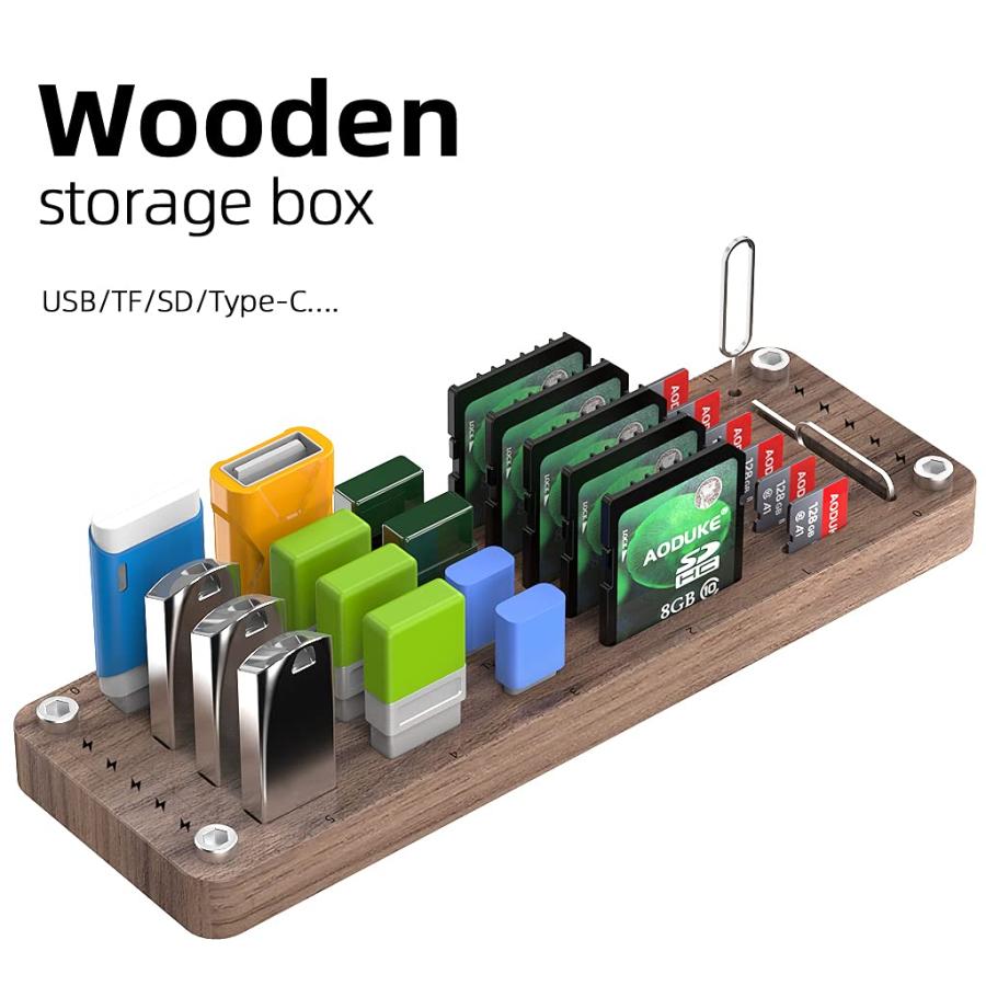 並行輸入品】AOJUE 木製メモリーカードケース TFカードボックス