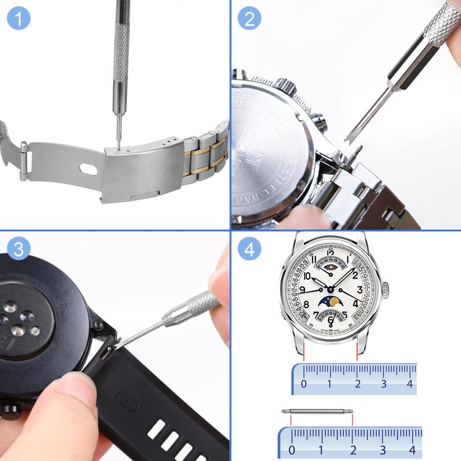 【並行輸入品】【JOREST】腕時計バネ棒外し工具，腕時計 ベルト交換 工具，取扱説明書，24個（20 22mm）バネ棒 + 8個（20 22m_9