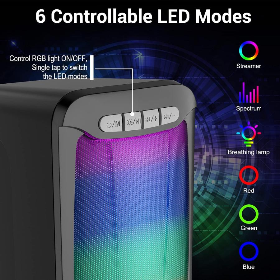 Smalody PC Speakers for Desktop RGB LED Gaming Computer Speaker