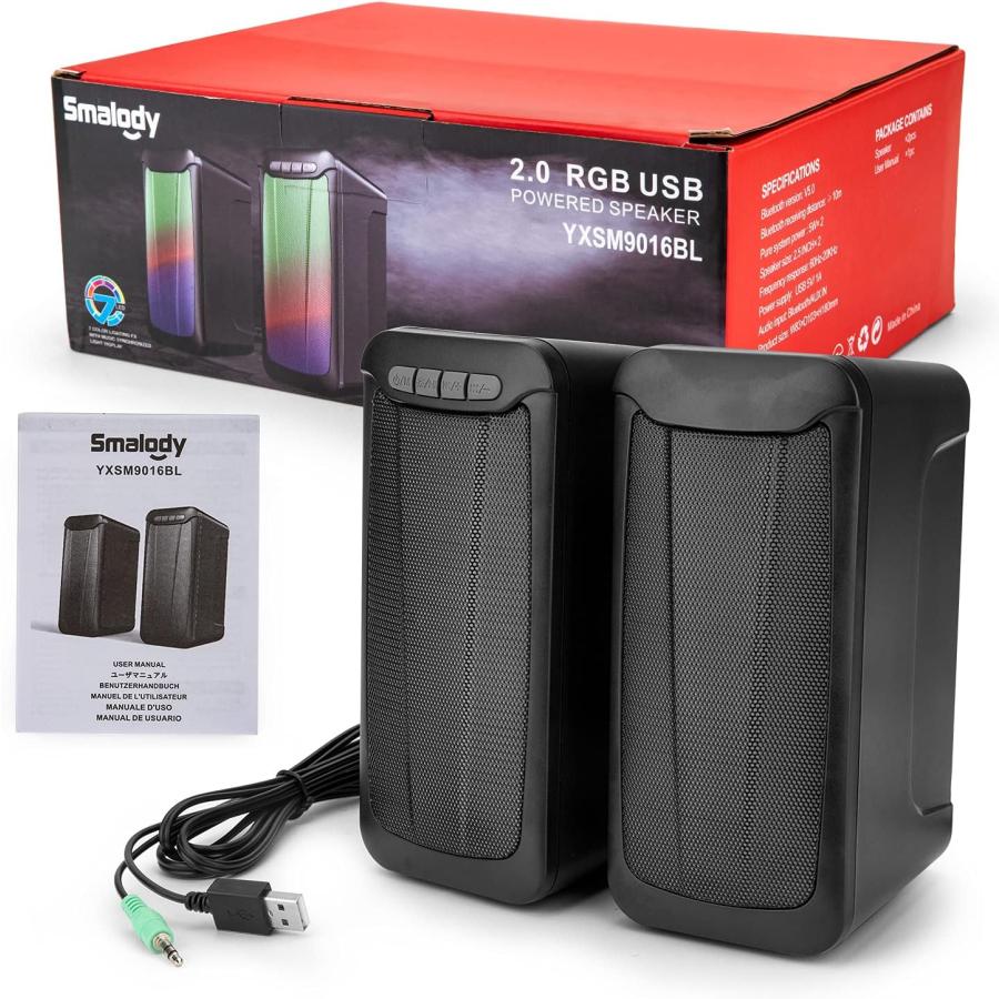 Smalody PC Speakers for Desktop RGB LED Gaming Computer Speaker