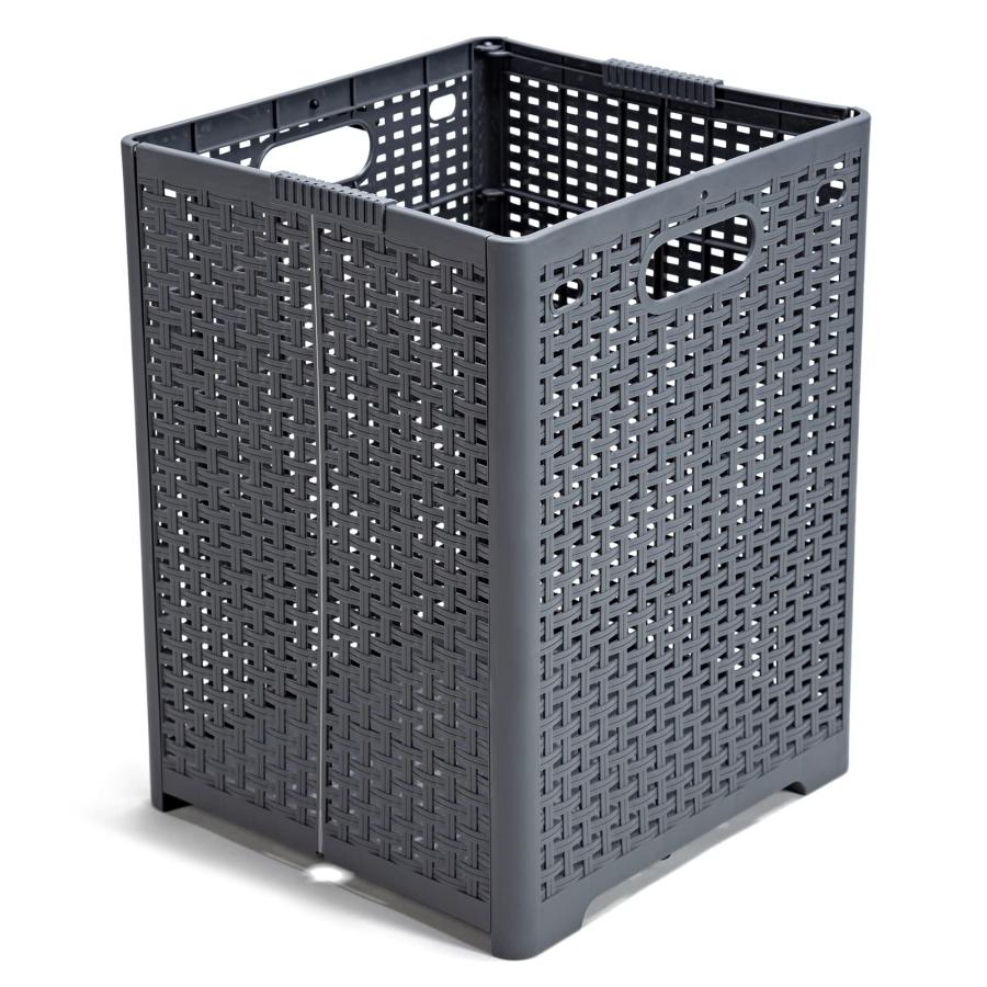 【並行輸入品】Eslite 42L 折りたたみ式プラスチックランドリーバスケット 折りたたみ式ランドリーバスケット 2個パック (グレー) Es_3