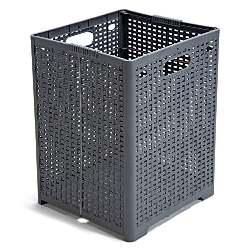 【並行輸入品】Eslite 42L 折りたたみ式プラスチックランドリーバスケット 折りたたみ式ランドリーバスケット 2個パック (グレー) Es_4