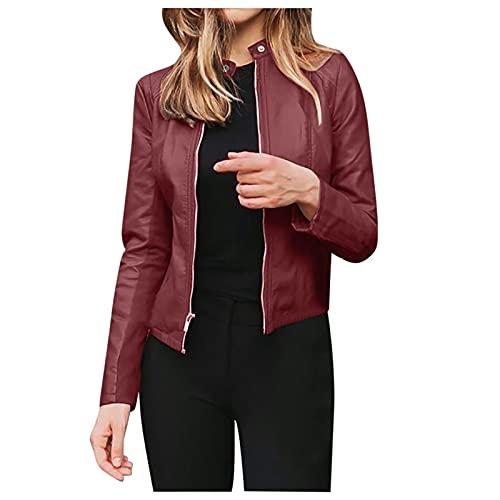 Red Leather Jacket Women Plus Size Classic Long Sleeve Motor Bik 並行輸入品｜import-tabaido｜02