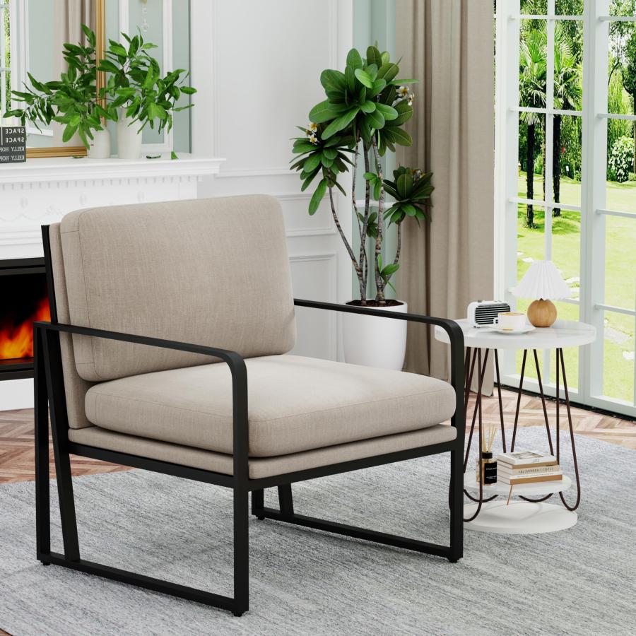 【並行輸入品】ALISH Modern Accent Chairs， Upholstered Living Room Chairs Linen_3