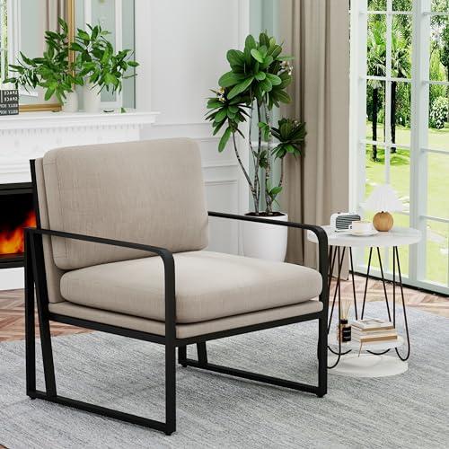 【並行輸入品】ALISH Modern Accent Chairs， Upholstered Living Room Chairs Linen_4