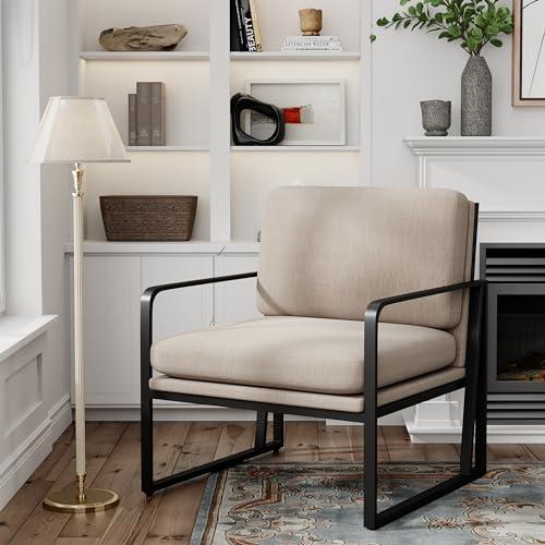 【並行輸入品】ALISH Modern Accent Chairs， Upholstered Living Room Chairs Linen_7