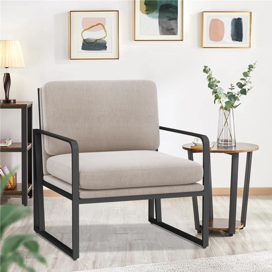 【並行輸入品】ALISH Modern Accent Chairs， Upholstered Living Room Chairs Linen_9