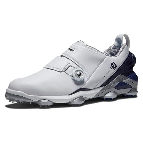 【並行輸入品】FootJoy Men's Tour Alpha Dual Boa Golf Shoe, White/Navy/Grey, 12の画像
