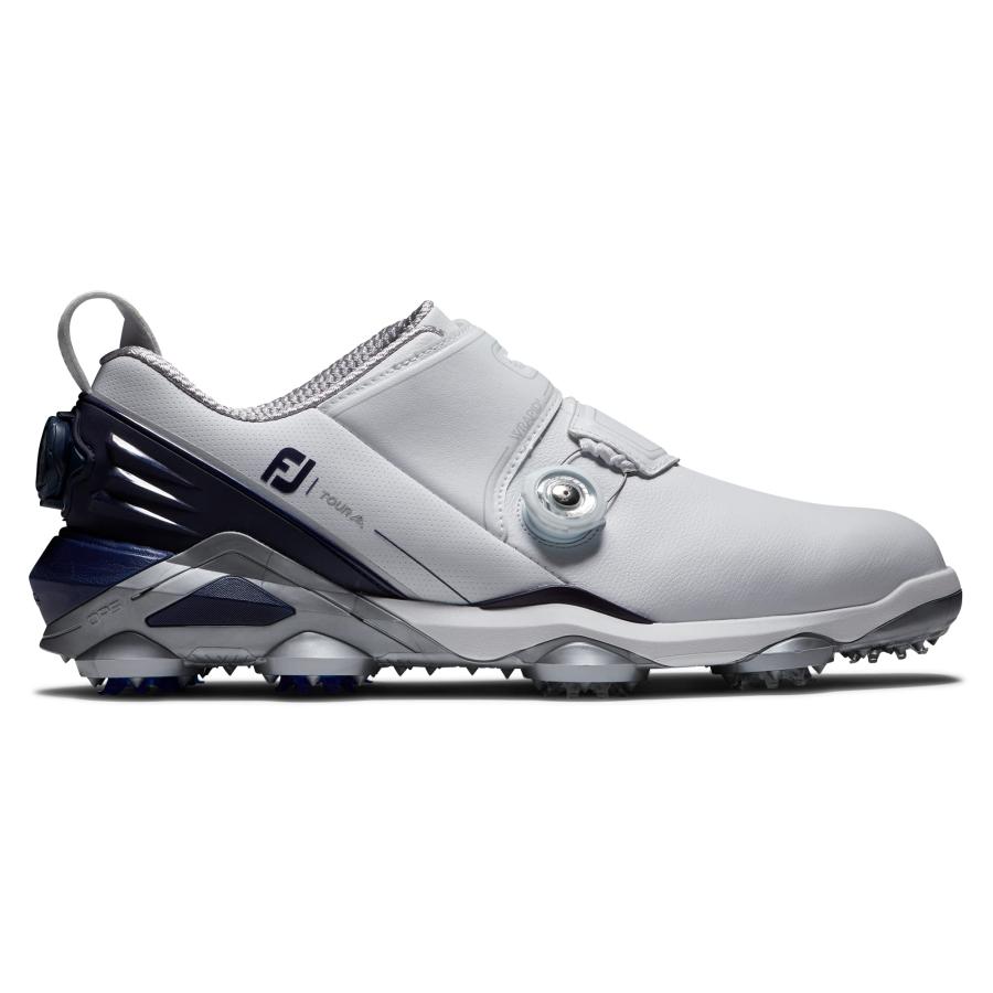 【並行輸入品】FootJoy Men's Tour Alpha Dual Boa Golf Shoe, White/Navy/Grey, 12の画像