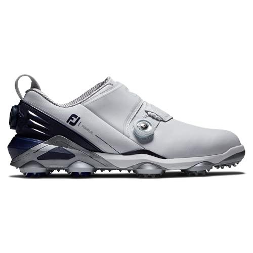 【並行輸入品】FootJoy Men's Tour Alpha Dual Boa Golf Shoe, White/Navy/Grey, 12の画像