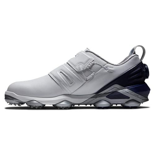 【並行輸入品】FootJoy Men's Tour Alpha Dual Boa Golf Shoe, White/Navy/Grey, 12の画像