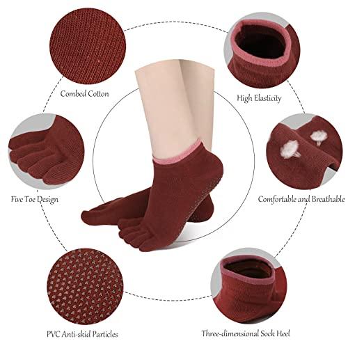 Augot 5 Pairs Yoga Toe Socks for Women Five Finger Socks with Gr 並行輸入品｜import-tabaido｜08