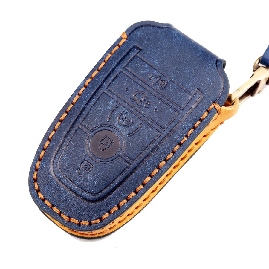 【並行輸入品】3W Key Fob Cover Case Compatible for Ford SUV Genuine Leather Re