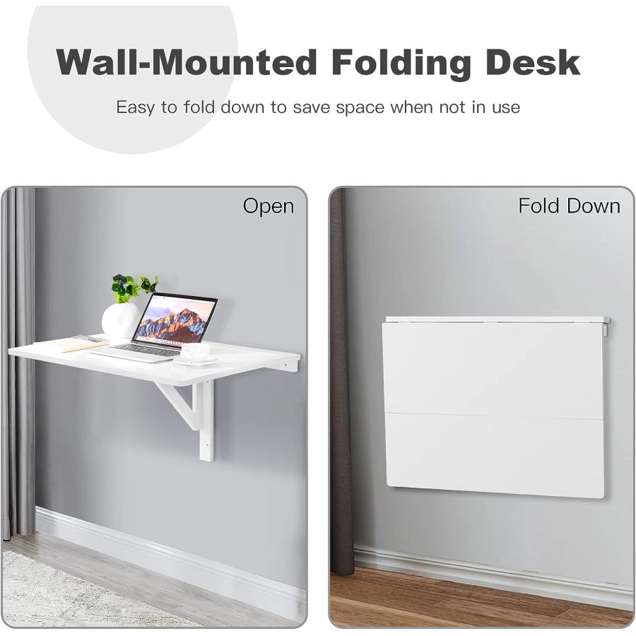 【並行輸入品】COSTWAY Wall Mounted Folding Table 31.5inch x 23.5inch Drop-Leaf　並行_5