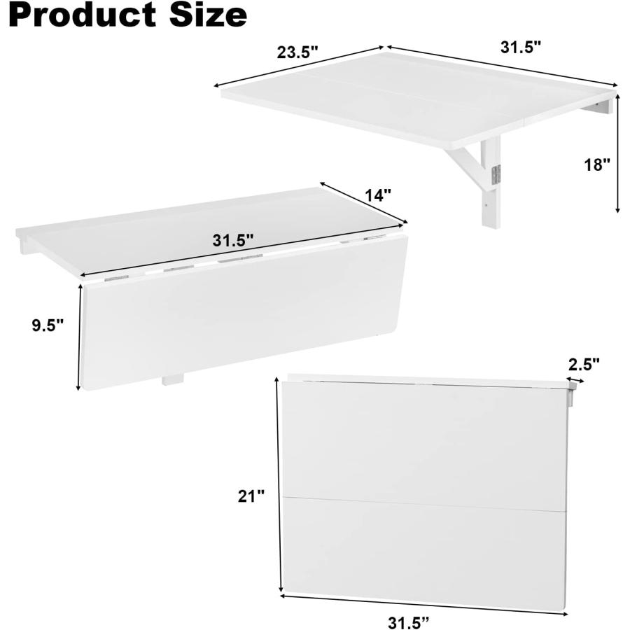 【並行輸入品】COSTWAY Wall Mounted Folding Table 31.5inch x 23.5inch Drop-Leaf　並行_6
