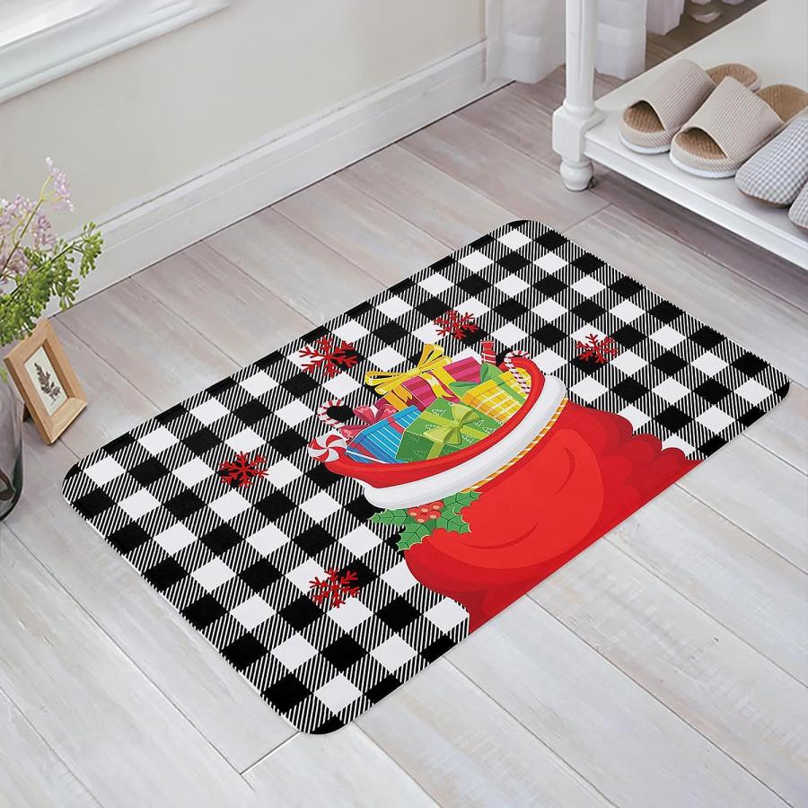 【並行輸入品】Christmas Front Door Mats Outdoor Indoor Kitchen Mat Gift and Red 並行の画像