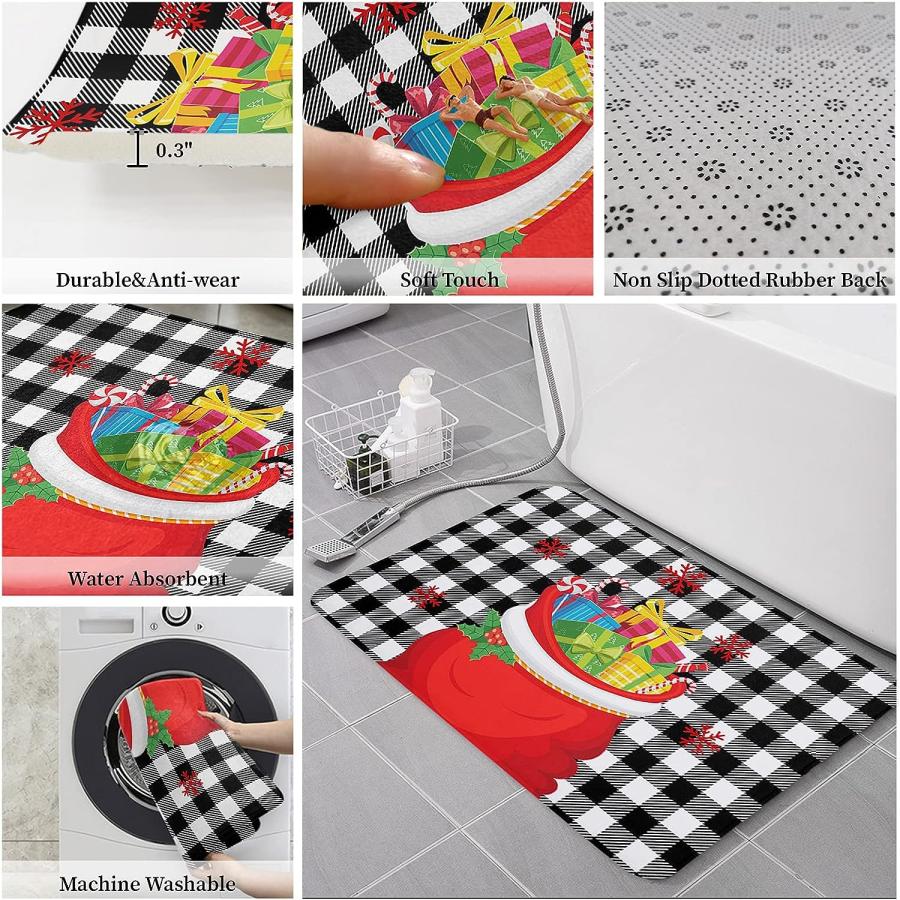 【並行輸入品】Christmas Front Door Mats Outdoor Indoor Kitchen Mat Gift and Red 並行の画像