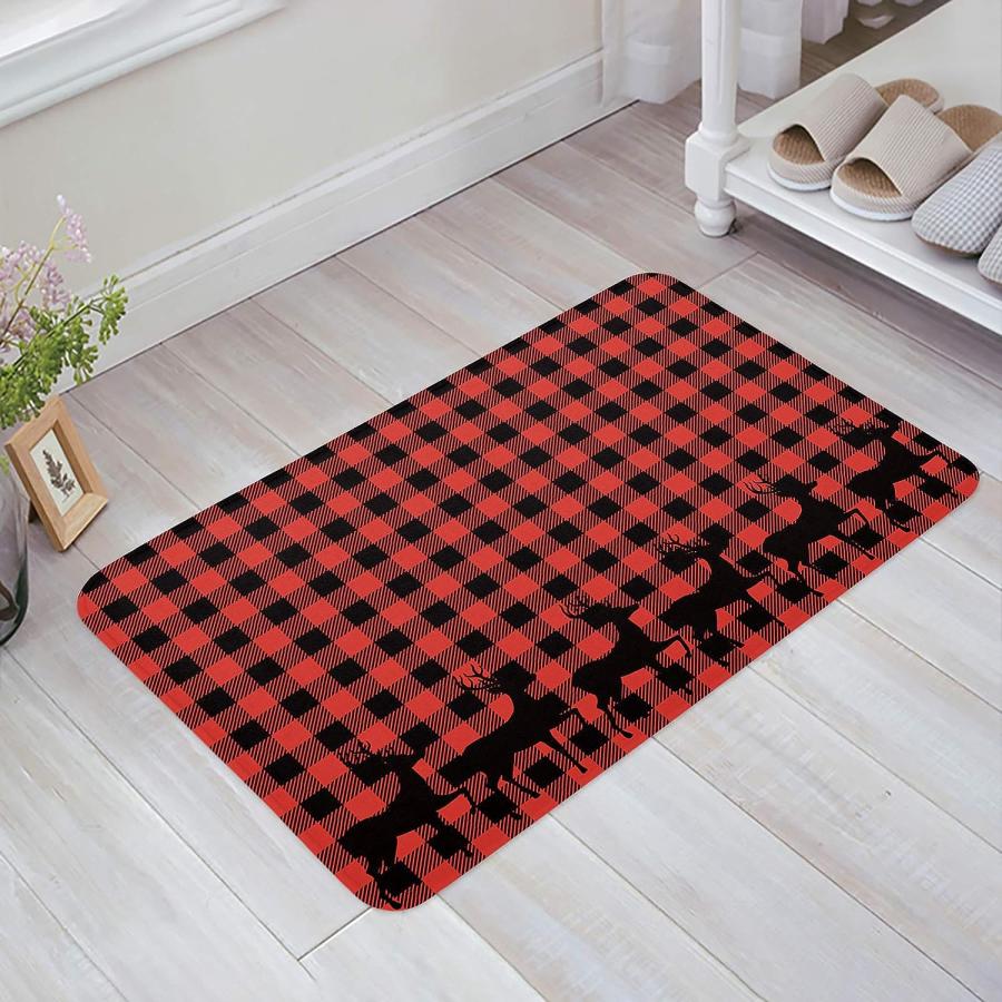 【並行輸入品】Prironde Christmas Front Door Mats Outdoor Indoor Kitchen Mat Buf 並行の画像