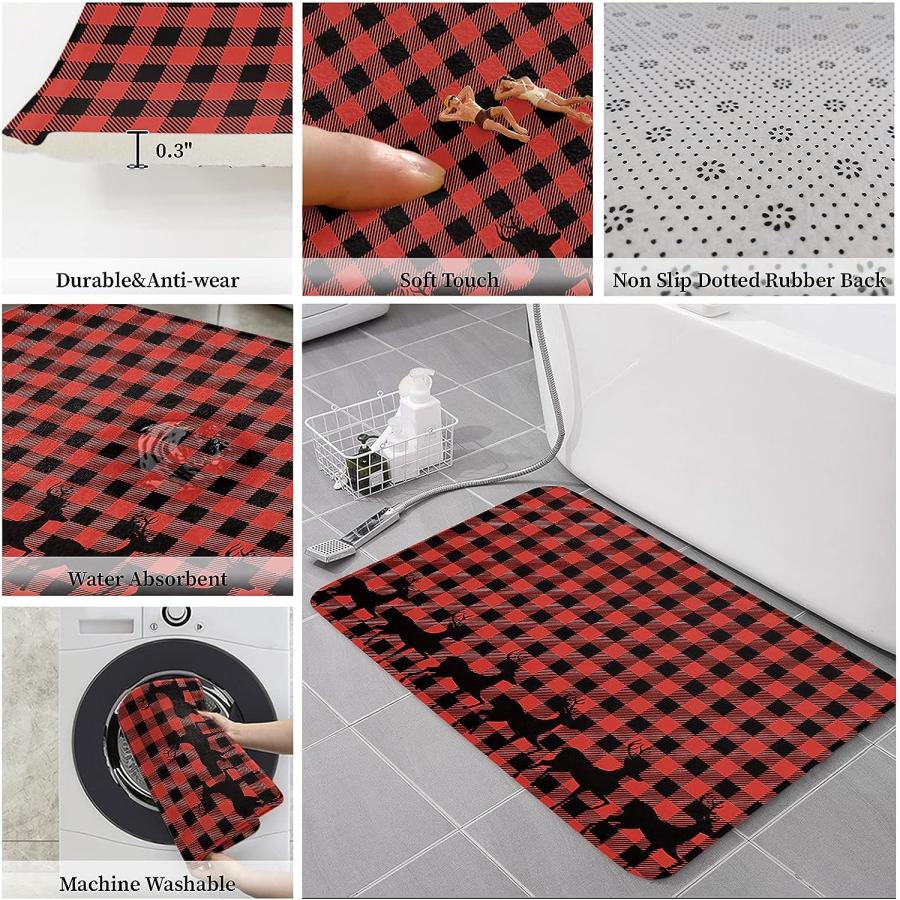 【並行輸入品】Prironde Christmas Front Door Mats Outdoor Indoor Kitchen Mat Buf 並行の画像