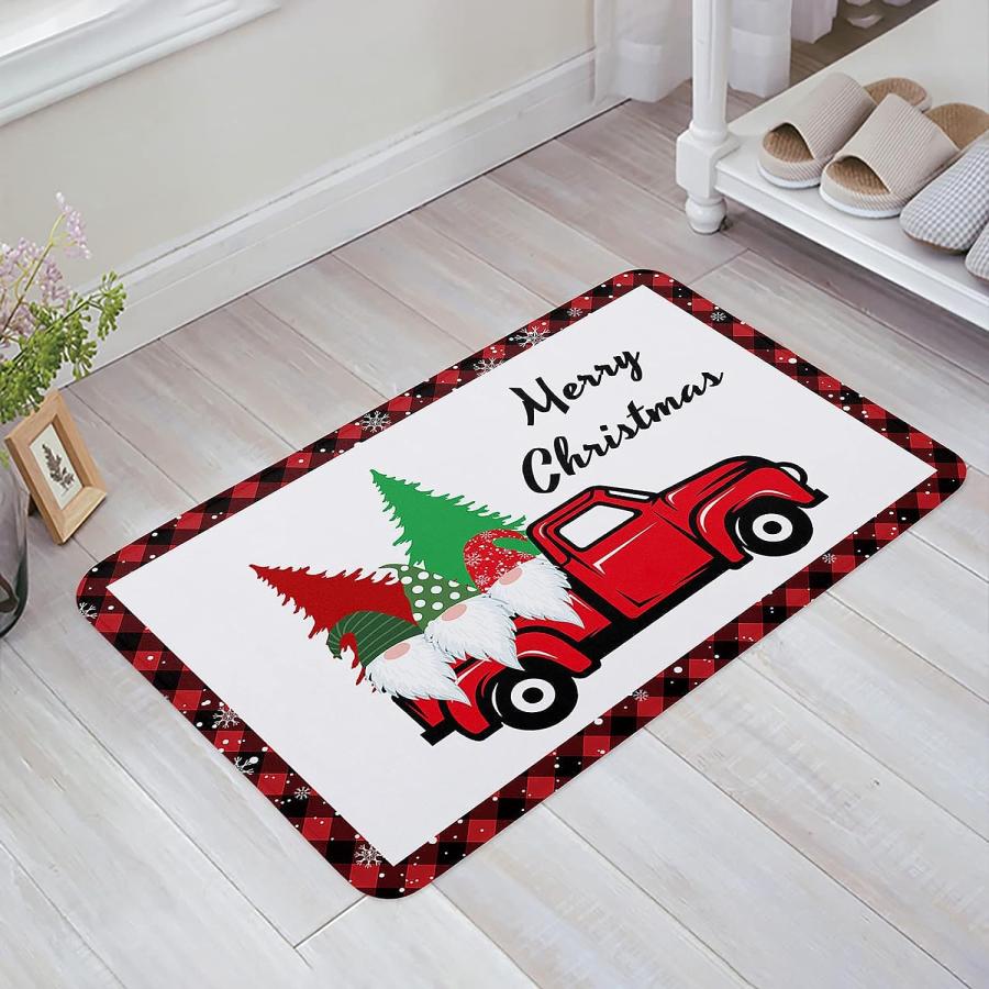 【並行輸入品】Christmas Front Door Mats Outdoor Indoor Kitchen Mat Red Truck Gn 並行の画像