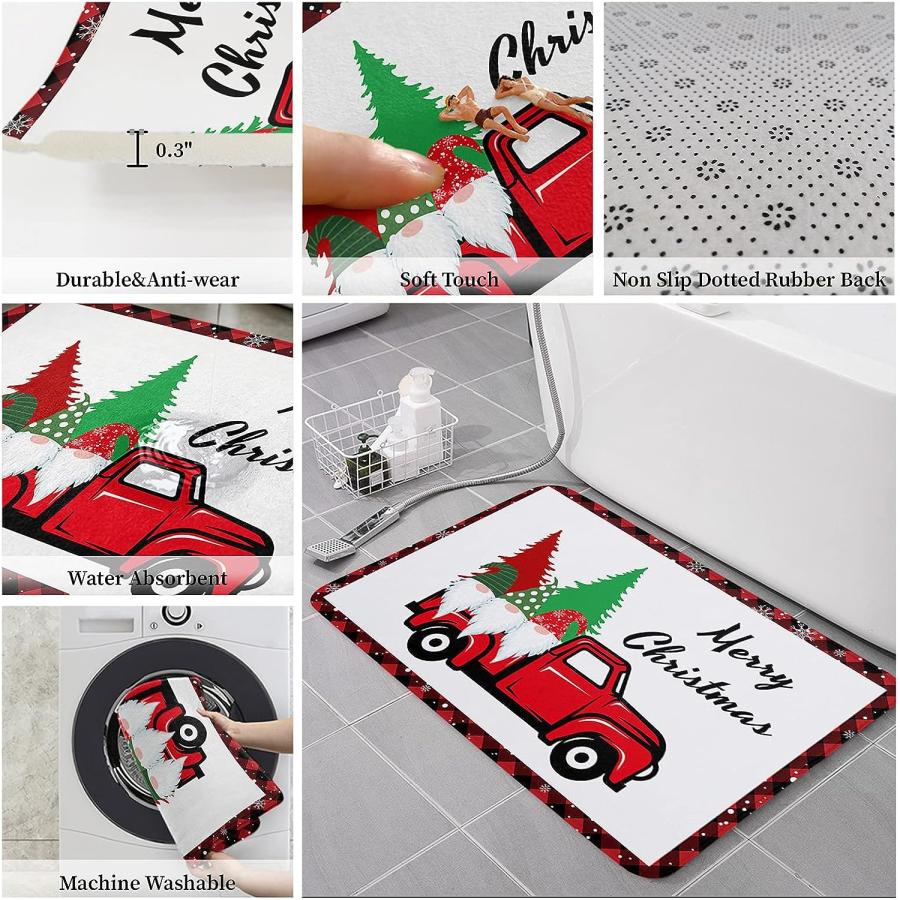 【並行輸入品】Christmas Front Door Mats Outdoor Indoor Kitchen Mat Red Truck Gn 並行の画像