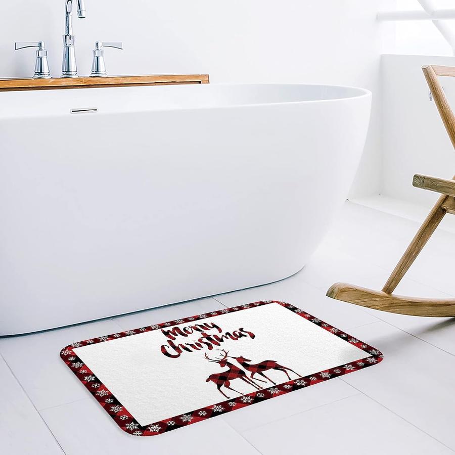 【並行輸入品】Christmas Front Door Mats Outdoor Indoor Kitchen Mat Merry Moose  並行の画像