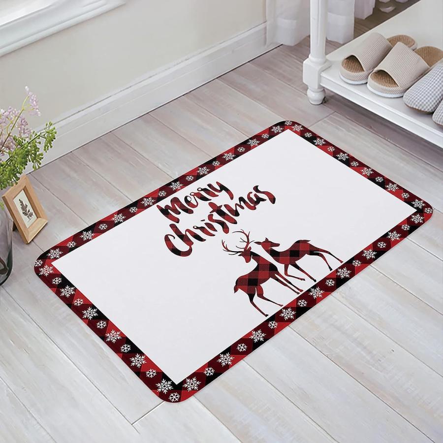 【並行輸入品】Christmas Front Door Mats Outdoor Indoor Kitchen Mat Merry Moose  並行の画像