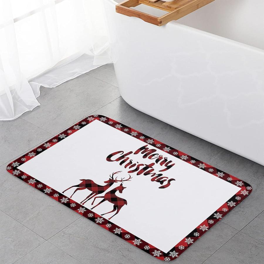 【並行輸入品】Christmas Front Door Mats Outdoor Indoor Kitchen Mat Merry Moose  並行の画像