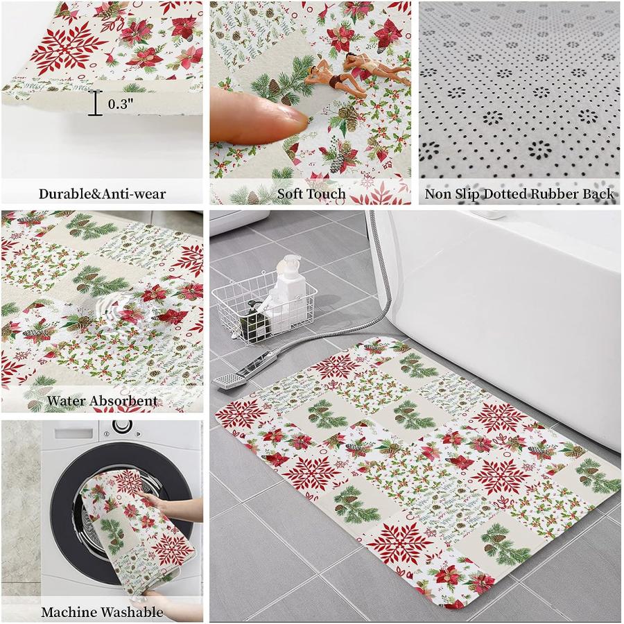 【並行輸入品】Christmas Front Door Mats Outdoor Indoor Kitchen Mat Element Spli 並行の画像