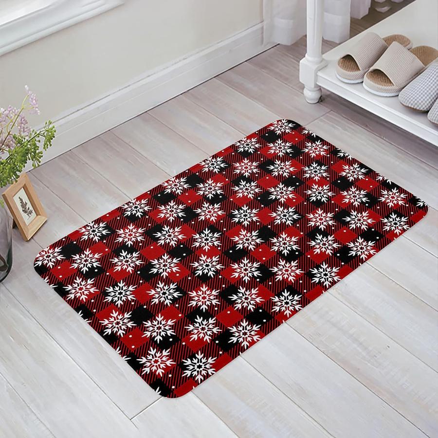 【並行輸入品】Christmas Front Door Mats Outdoor Indoor Kitchen Mat Snowflake Re 並行の画像