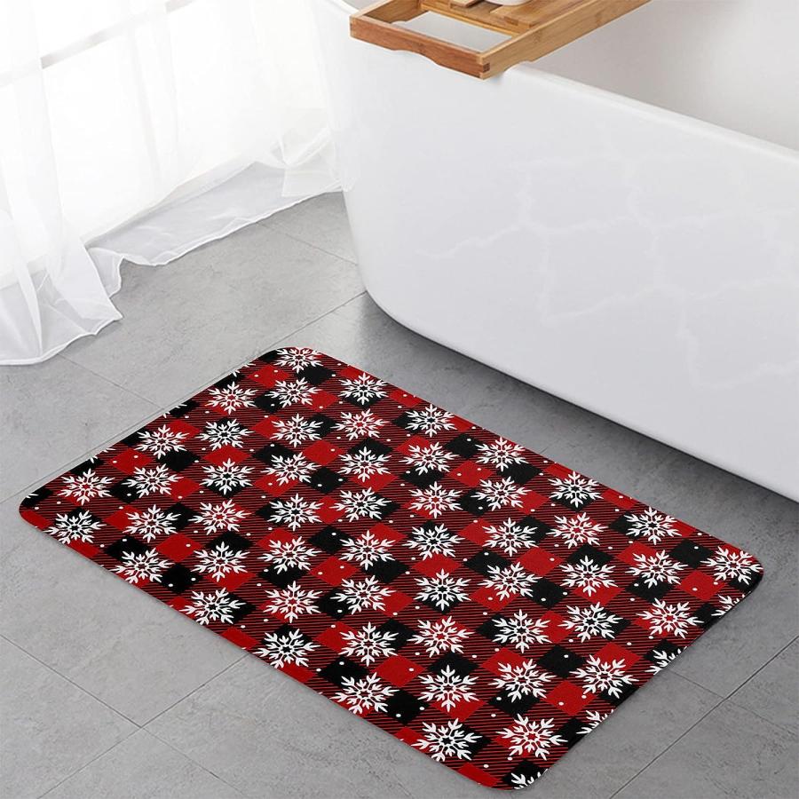 【並行輸入品】Christmas Front Door Mats Outdoor Indoor Kitchen Mat Snowflake Re 並行の画像