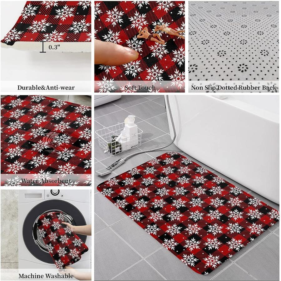 【並行輸入品】Christmas Front Door Mats Outdoor Indoor Kitchen Mat Snowflake Re 並行の画像