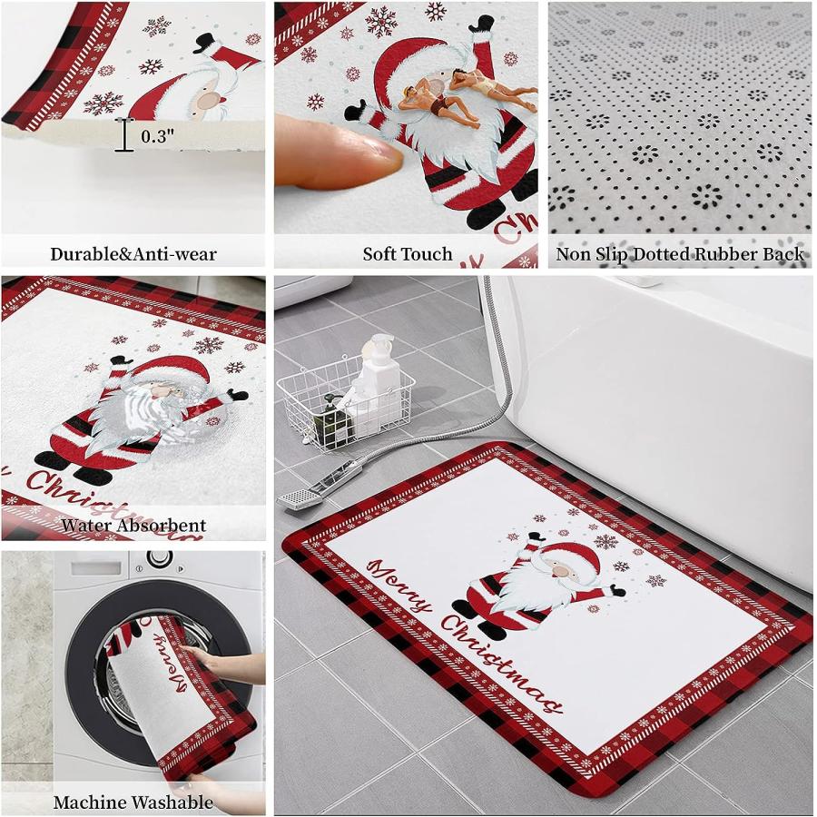 【並行輸入品】Christmas Front Door Mats Outdoor Indoor Kitchen Mat Merry Gnome  並行の画像
