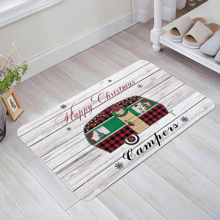 【並行輸入品】Prironde Christmas Front Door Mats Outdoor Indoor Kitchen Mat Mer 並行の画像