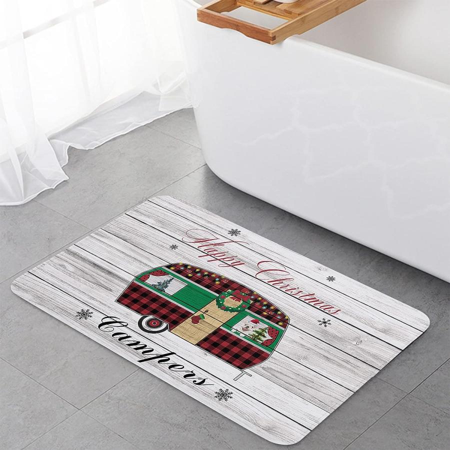 【並行輸入品】Prironde Christmas Front Door Mats Outdoor Indoor Kitchen Mat Mer 並行の画像