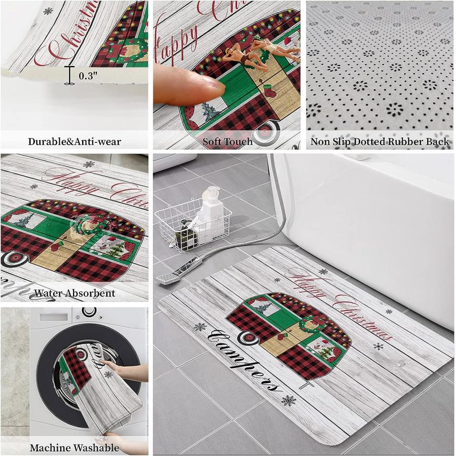 【並行輸入品】Prironde Christmas Front Door Mats Outdoor Indoor Kitchen Mat Mer 並行の画像