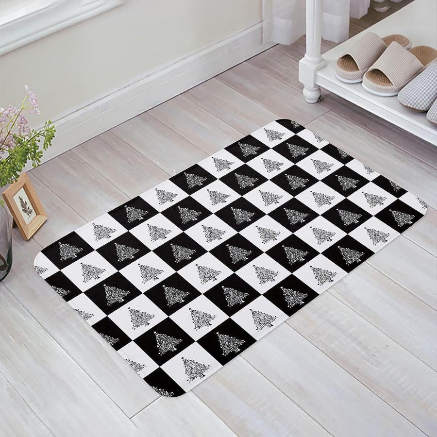 【並行輸入品】Christmas Front Door Mats Outdoor Indoor Kitchen Mat Pine Tree Bl 並行の画像