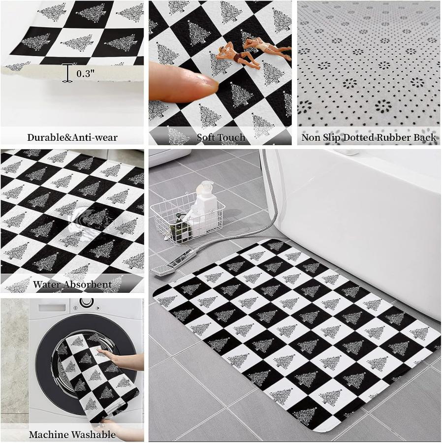 【並行輸入品】Christmas Front Door Mats Outdoor Indoor Kitchen Mat Pine Tree Bl 並行の画像