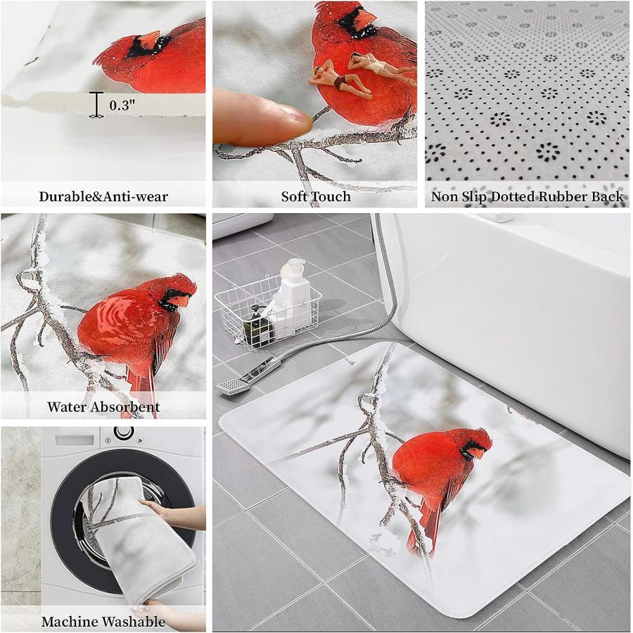 【並行輸入品】Prironde Christmas Front Door Mats Outdoor Indoor Kitchen Mat Red 並行の画像