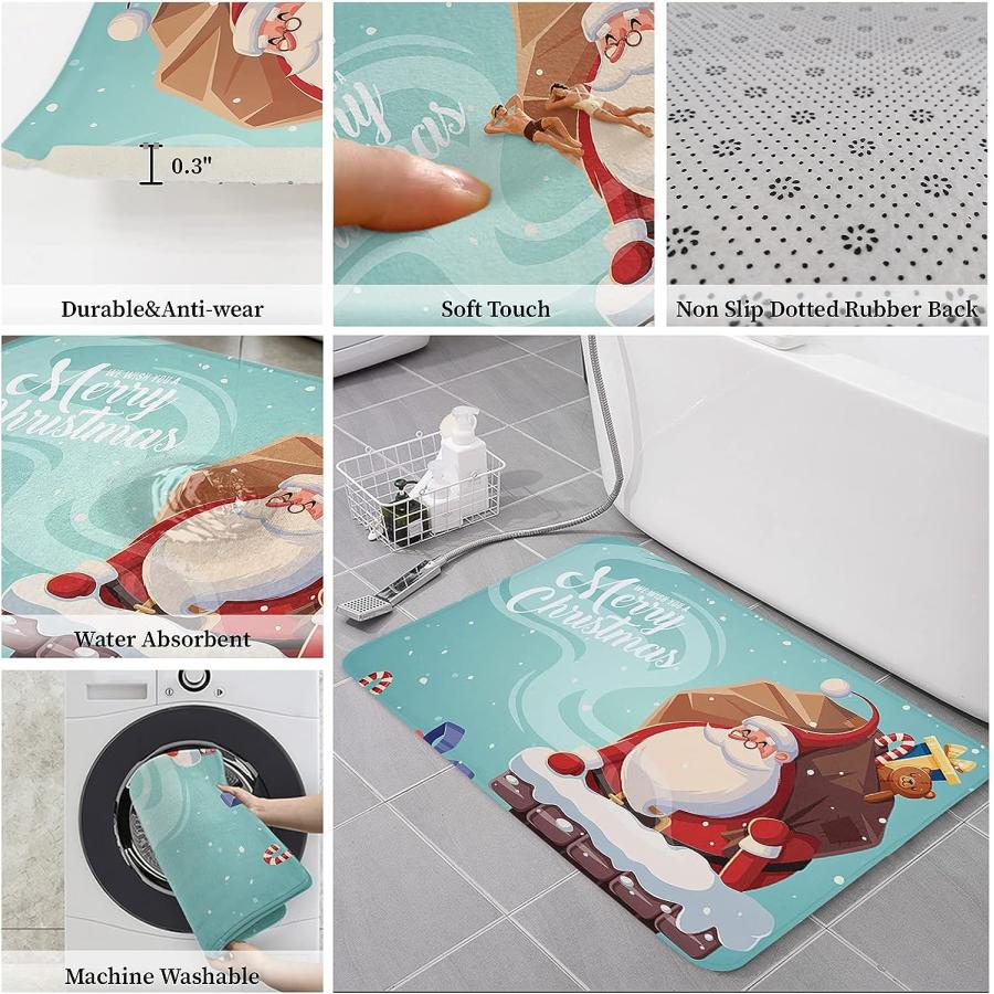 【並行輸入品】Prironde Christmas Front Door Mats Outdoor Indoor Kitchen Mat San 並行の画像